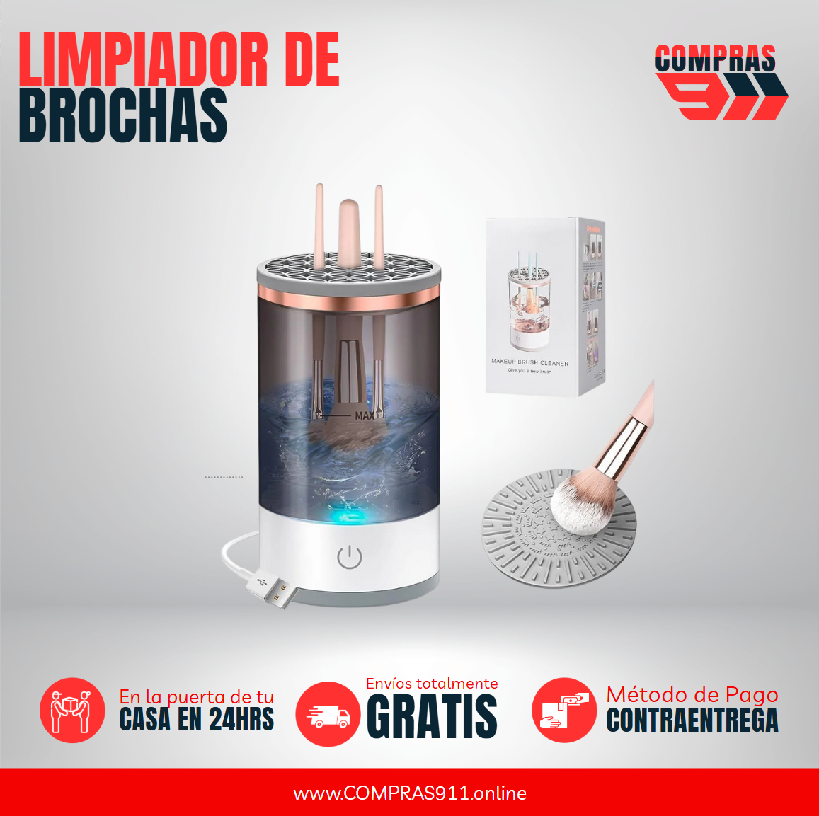 🧼✨ LIMPIADOR DE BROCHAS DE MAQUILLAJE ELÉCTRICO