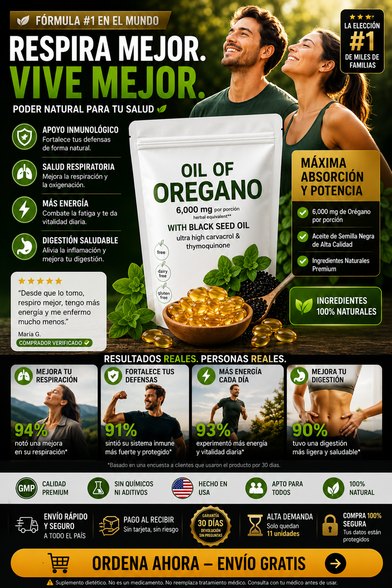 Aceite de Orégano + Semilla Negra 6,000 mg – El Antibiótico Natural que tu Cuerpo Necesita