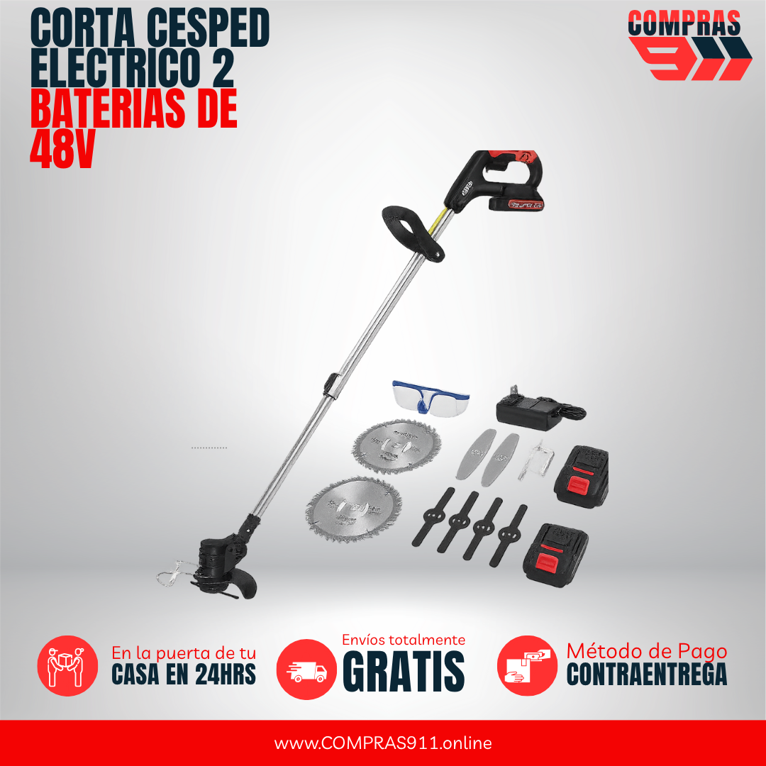 MAQUINA CORTA CESPED A BATERÍA Y DISCO - INCLUYE 2 BATERÍAS 48V, 10,000RPM Y 14PZ